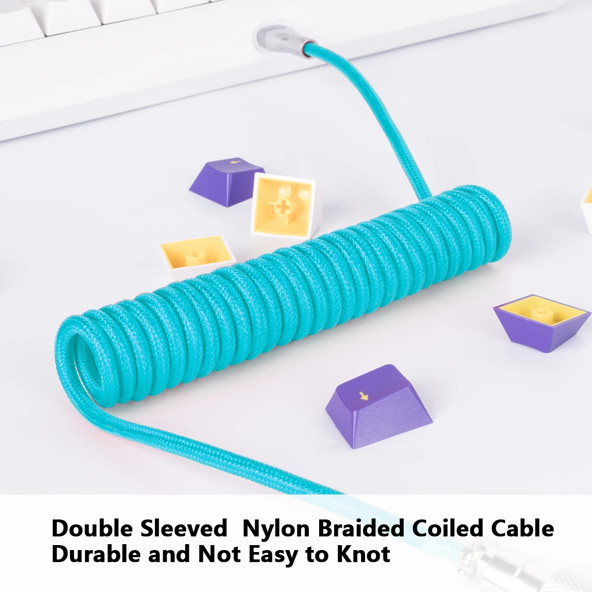 USB C to A Cable CableCreation Coiled USB to USB C Custom Mechanical Keyboard Coiled Data Cable