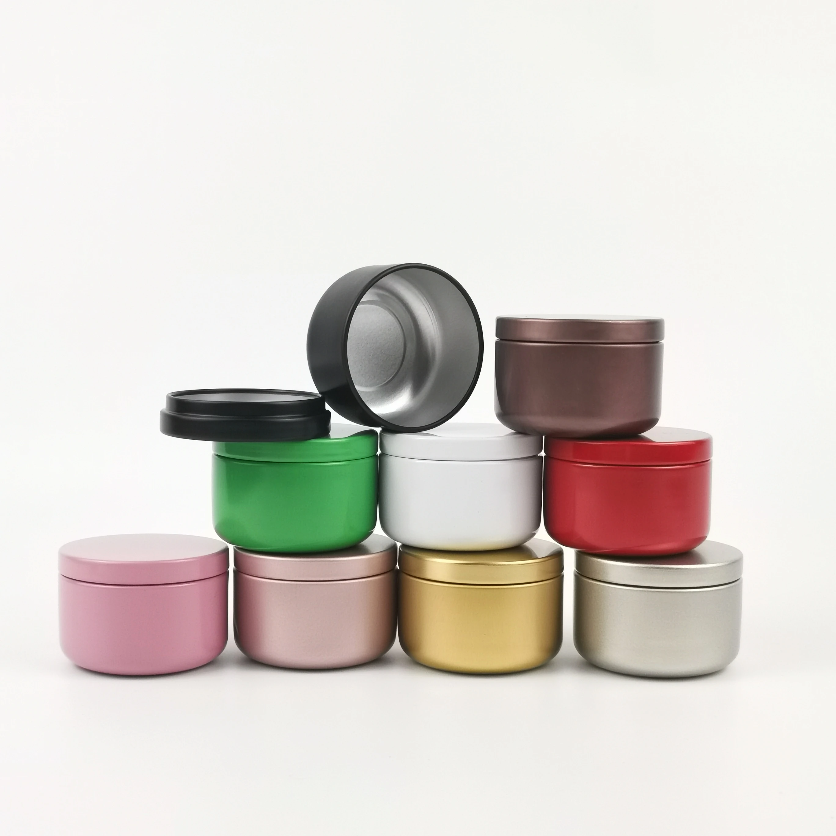 Reusable Silver Round Metallic Box Can Wide Tins For  Cosmetic Container Aluminium Candle Jar
