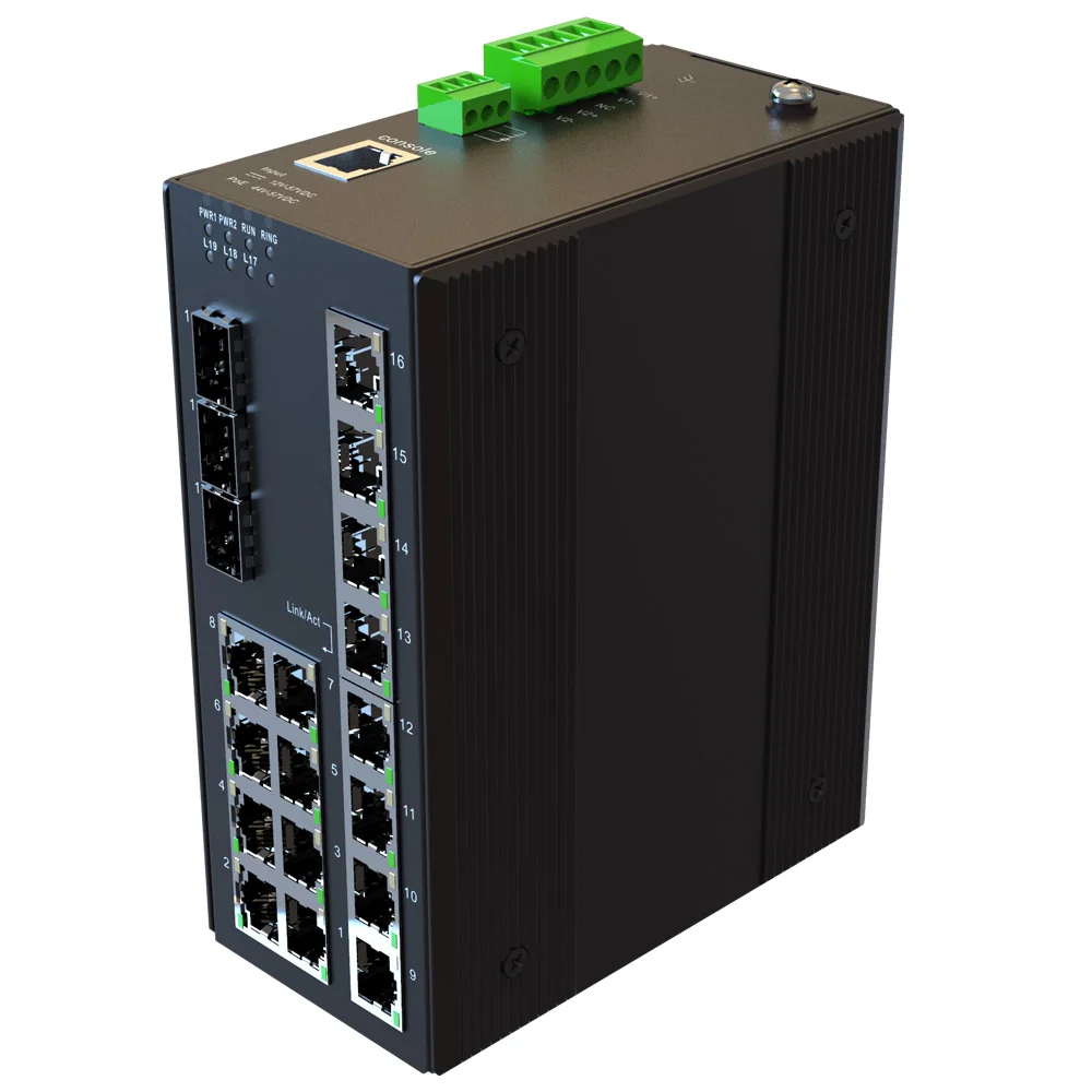  19 порт полный гигабитный 90W коммутатор питания через Ethernet 1000 м DC 44-57 вольт управляемый промышленный коммутаторы 8-портовый POE 3 для программирования в производственных