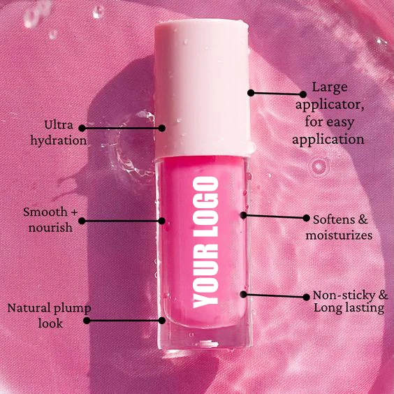 Glitter Glossy High Pigment Plump Lip Oil Custom Vegan Shimmer Plumping Makeup Cosmetics Lip Gloss