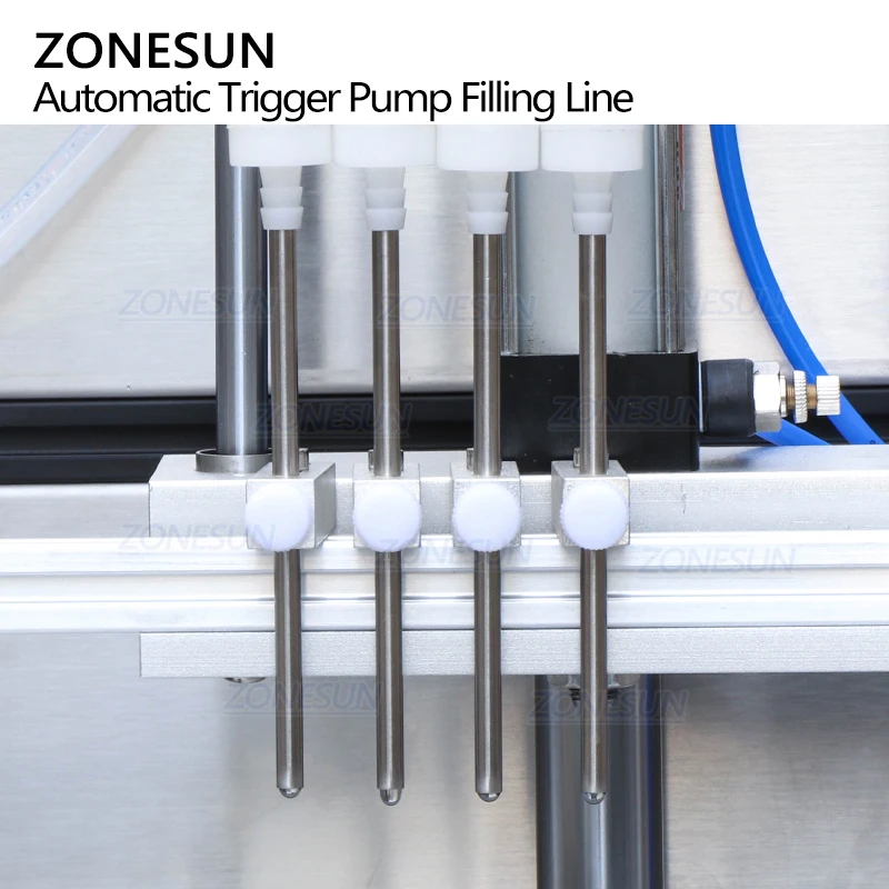 ZONESUN ZS-MPCL1 Full Automatic Trigger Spray Bottle Liquid Filling Capping Double Sided Flat Bottle Labeling Machine