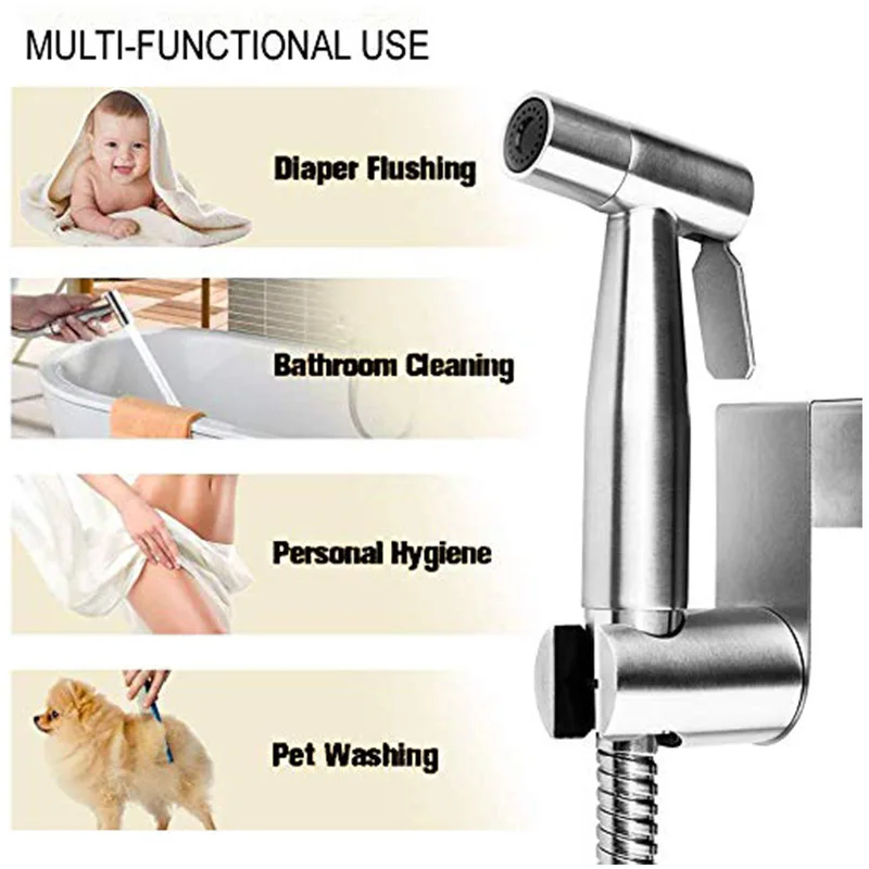 Handheld Bidet Sprayer Set For Toilet Stainless Steel Hand Bidet Faucet For Bathroom Hand Sprayer Shower Head Self Cleaning