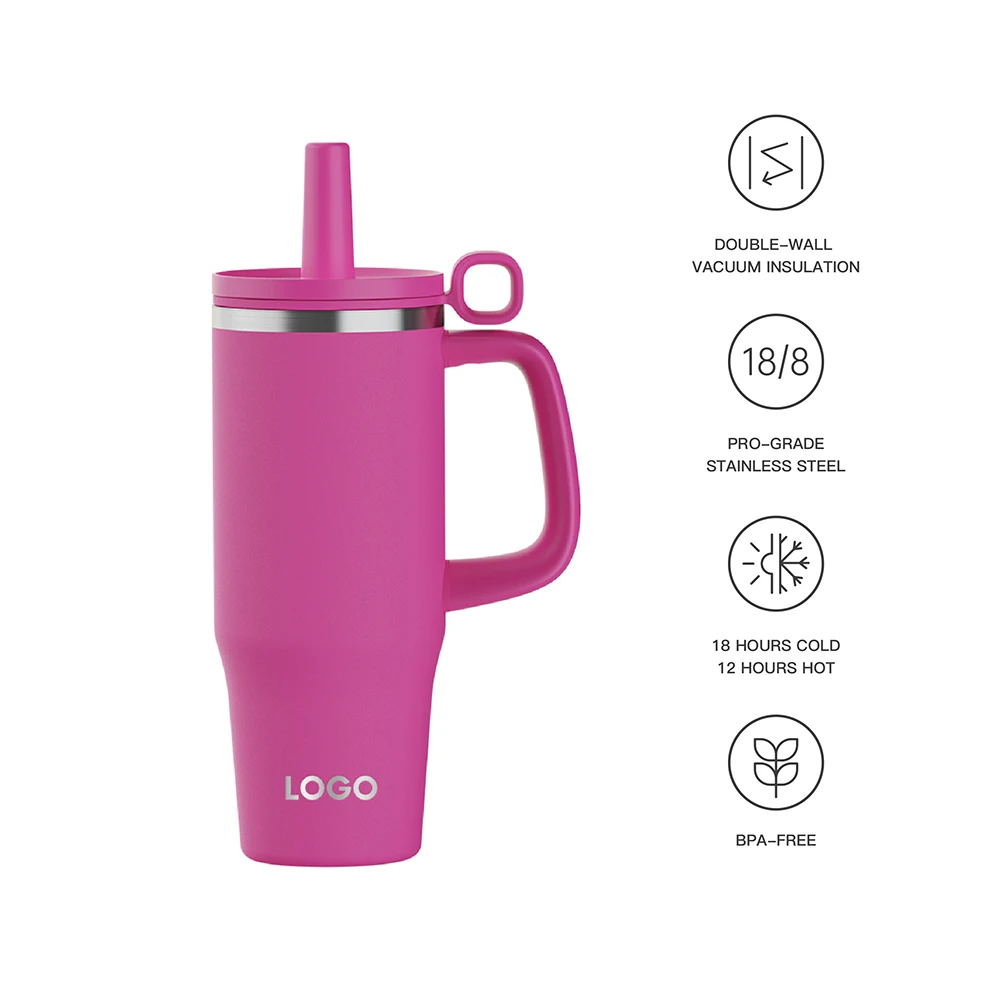 New Arrival Hot Sale Leak Proof Vacuum Stainless Steel 32 oz Insulated Mug with Handle with straw