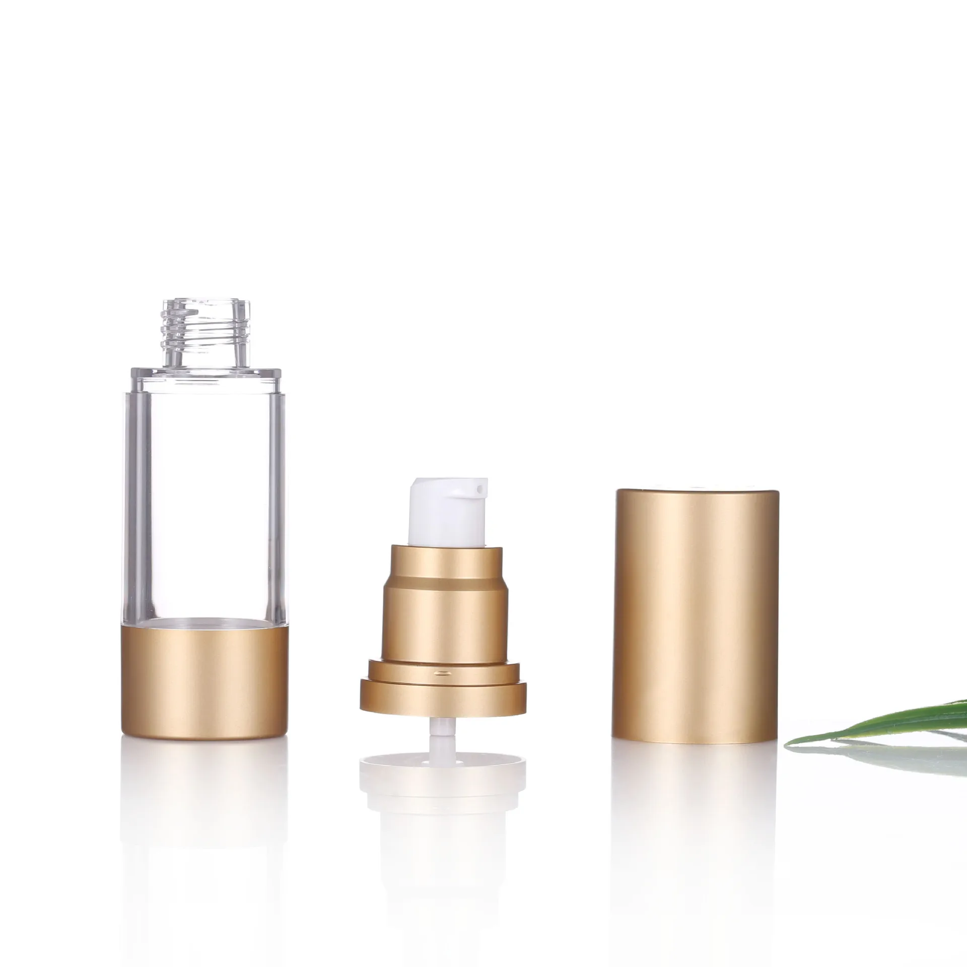 15-100ML Matte Gold Vacuum Airless Bottle Cosmetic Dispenser Lotion Travel Size Bottle For Creams Moisturizers