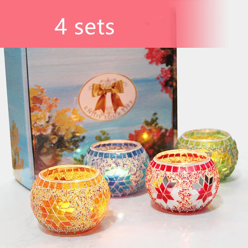 hot selling wholesale factory price 4pcs set mosaic candle holder