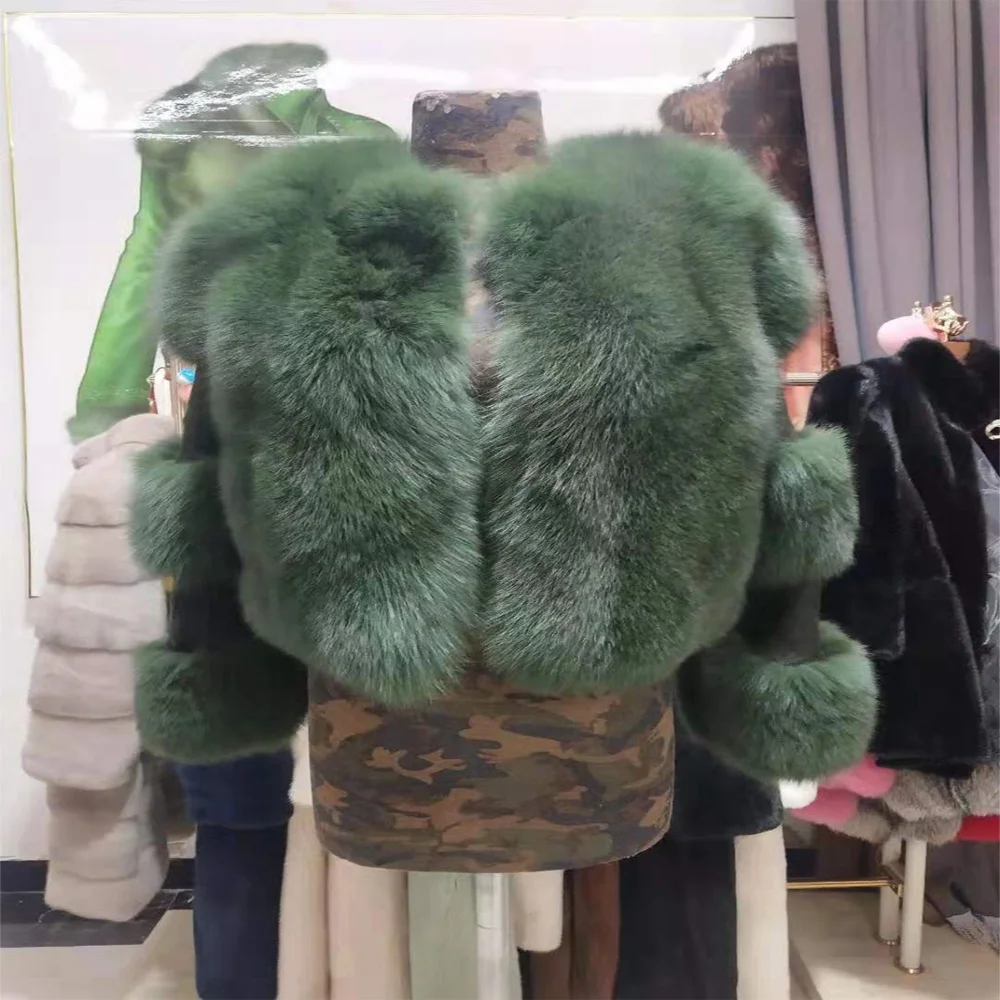 Custom Winter Fox Fur Coat Wholesale Fox Fur Coat Fashion Natural Sheep Shearing Luxury Real Fox Fur Coat