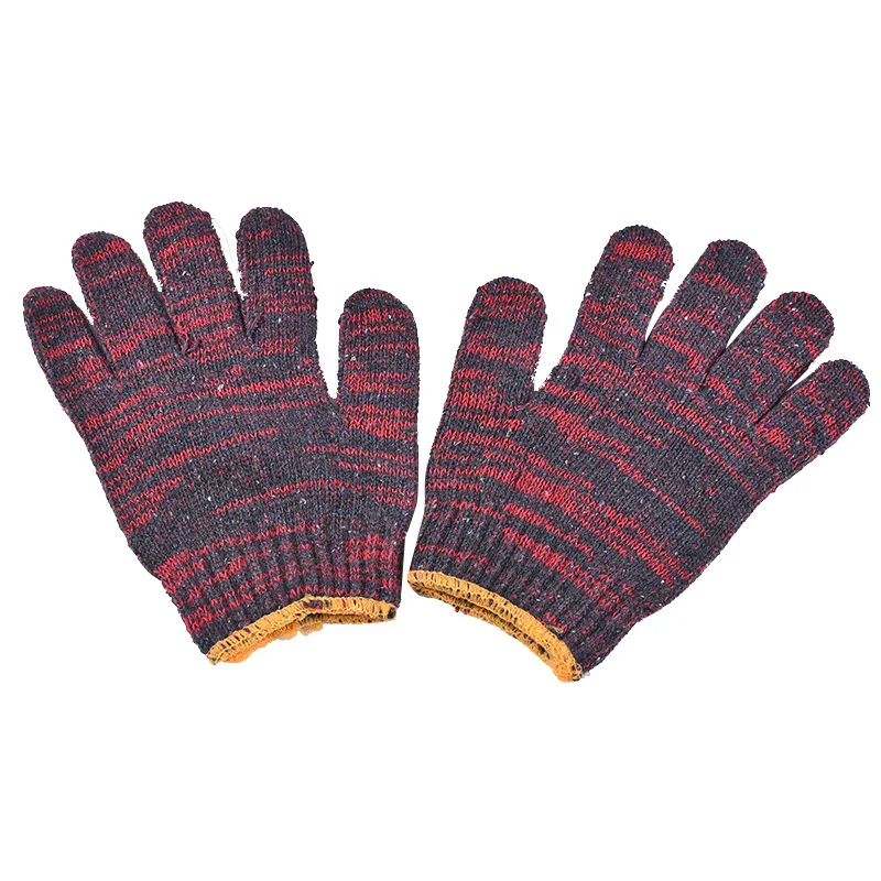 Wholesale Cotton Yarn Safflower Labor Protection Gloves Wear-resistant Anti-skid Thickened Seven Needle Garden Safety Gloves