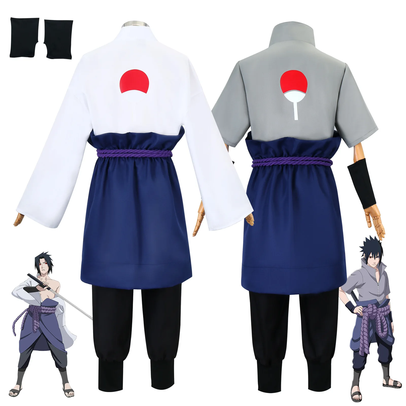 Полный комплект костюм для косплея Uchiha Sasuke наряд аниме Конвенции