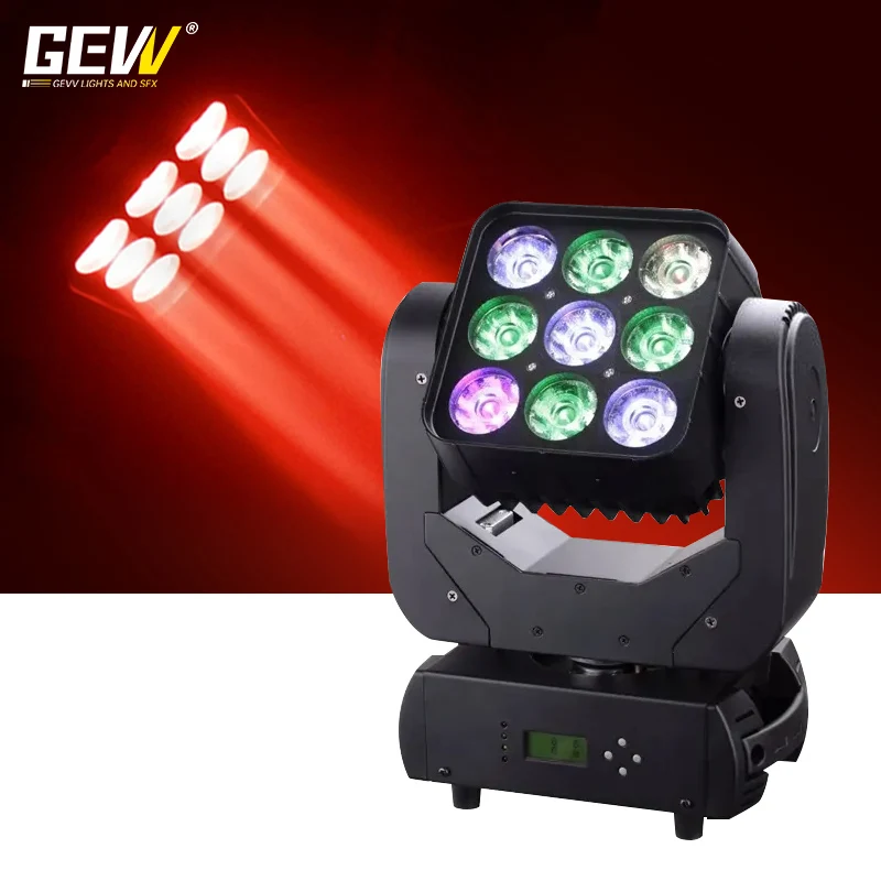 GEVV 3x3 matrix led moving head light 9x12w dmx moving head matrix beam