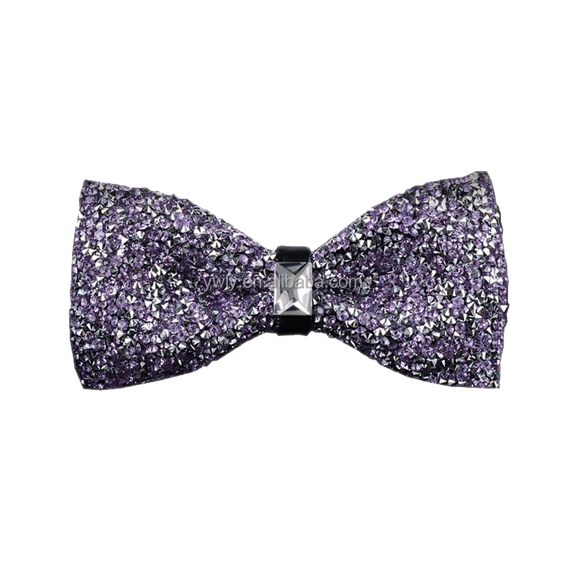 Rhinestone bow tie-purple