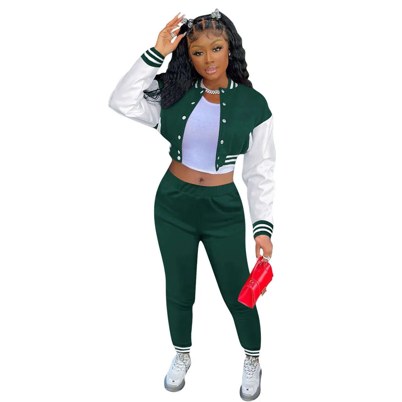 Сезон осень-зима; 2021 женские бейсбольные жакеты и куртки утепленная одежда с длинными рукавами 2 шт. костюм со штанами, уличная одежда, комплект со штанами комплекты для женской одежды