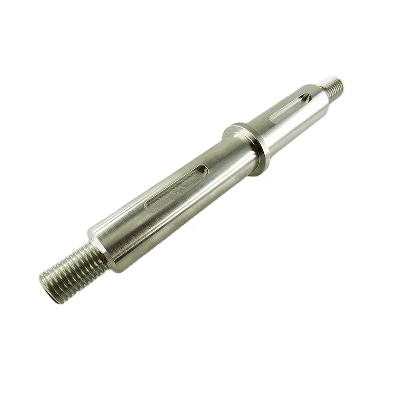 OEM cnc machining drawing design precision 45#/12L14/4140 carbon steel with threaded rod Bearing Shaft Imput Keway axle