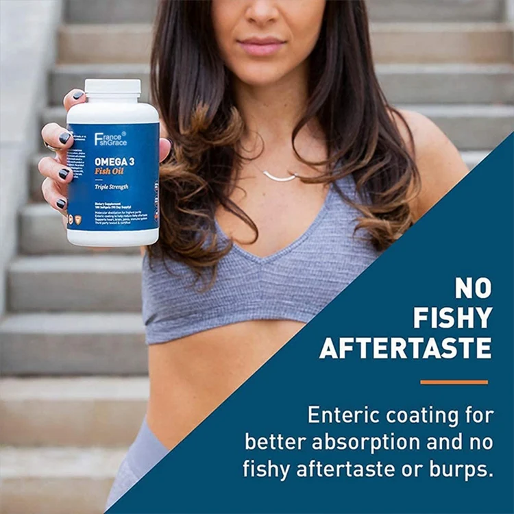 Omega3 Fishoil 180 Softgels Triple Strength Epa And Dha Dietary Supplement Enteric Coated To Help Reduce Fishy Aftertaste