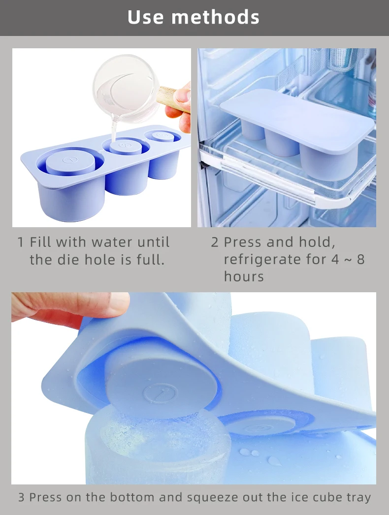 Factory price Reusable Silicone Large Round Hollow Cylinder Ice Cubes Maker Tray Mold For Stanley Cup Accessory