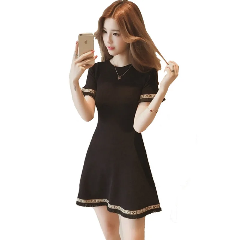 
New arrive wholesale summer slim dress high waist style short sleeve air layer skirt French lazy style dress 