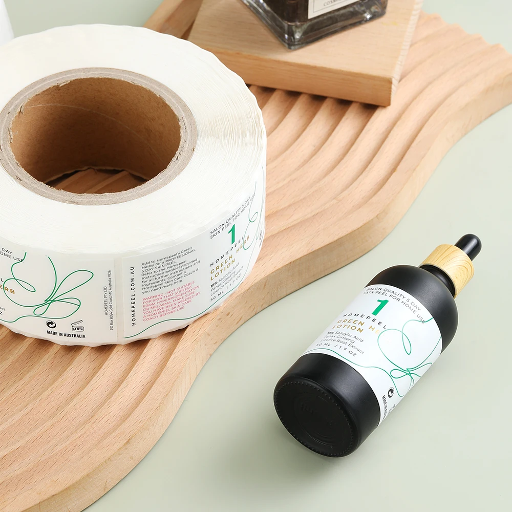 Custom logo printing roll gold foil labels perfume essential oil bottle adhesive paper stickers for packaging