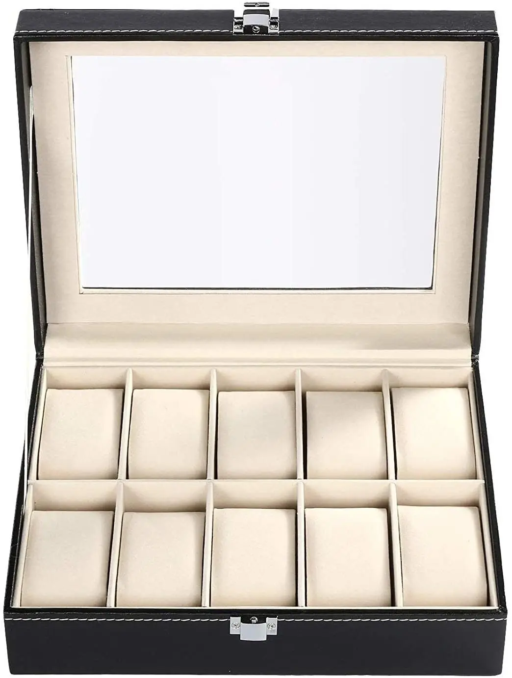 Роскошная кожаная коробка для часов на заказ, 10 ячеек, акриловый Органайзер для хранения часов, подарочная коробка