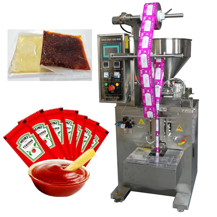 Automatic tomato sauce packaging machine 4 side seal sachet milk malt vinegar packing machine