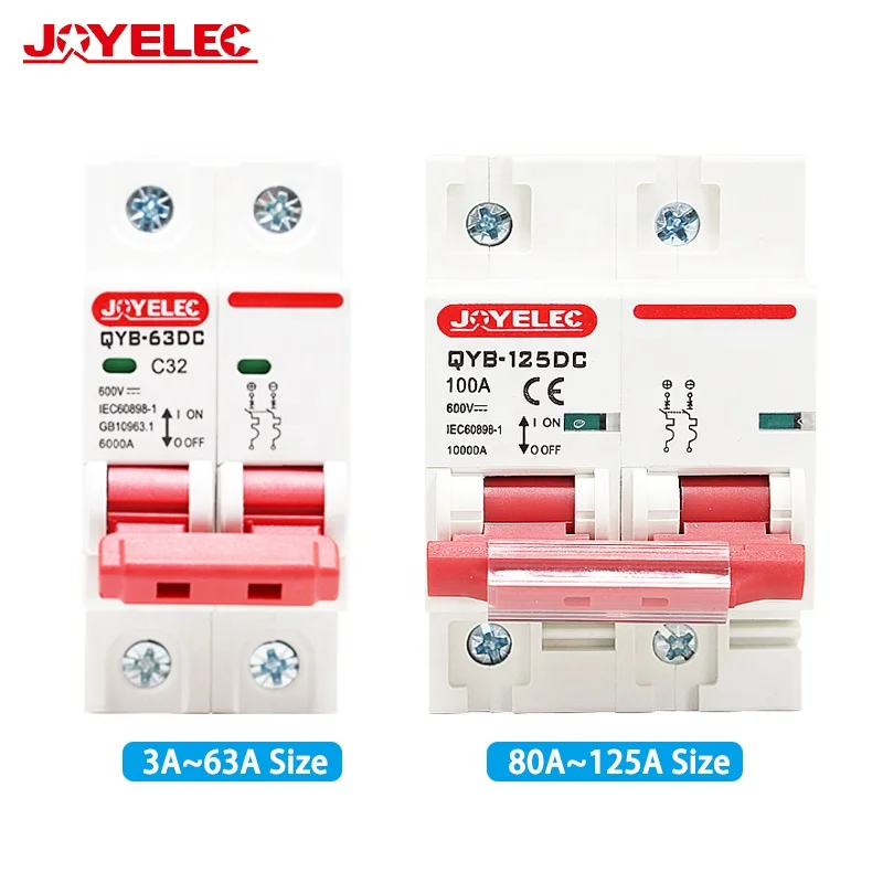 Мини-автоматический выключатель JOYELEC 2P DC 600 В 3a 6A 10A 16A 20A 25A 32A 40A 50A 63A MCB для системы