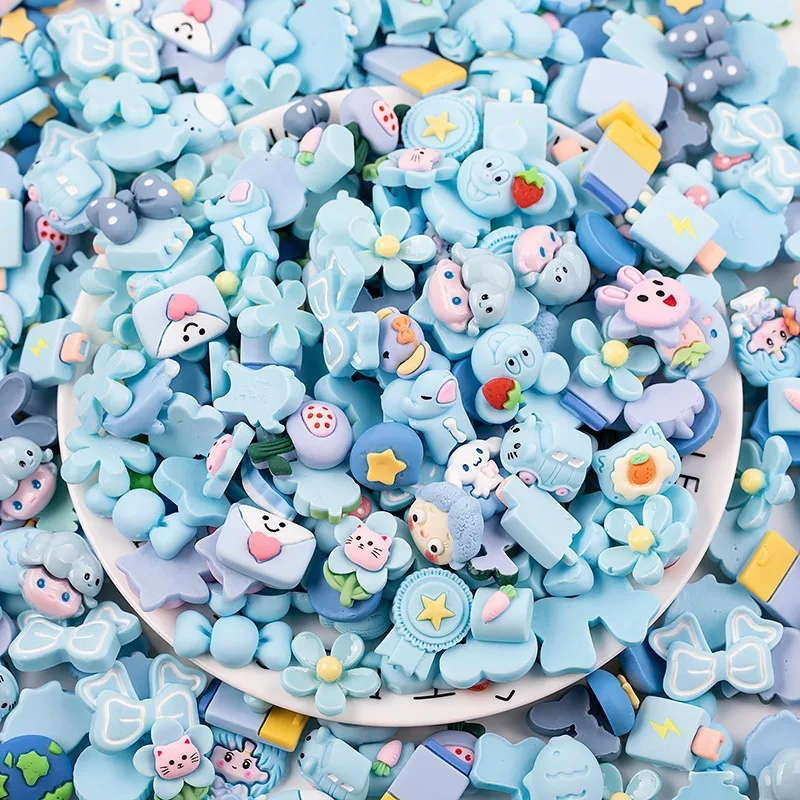 100Pcs Cartoon Color Series Random Mixed Resin  Charm for DIY Decorative Accessories