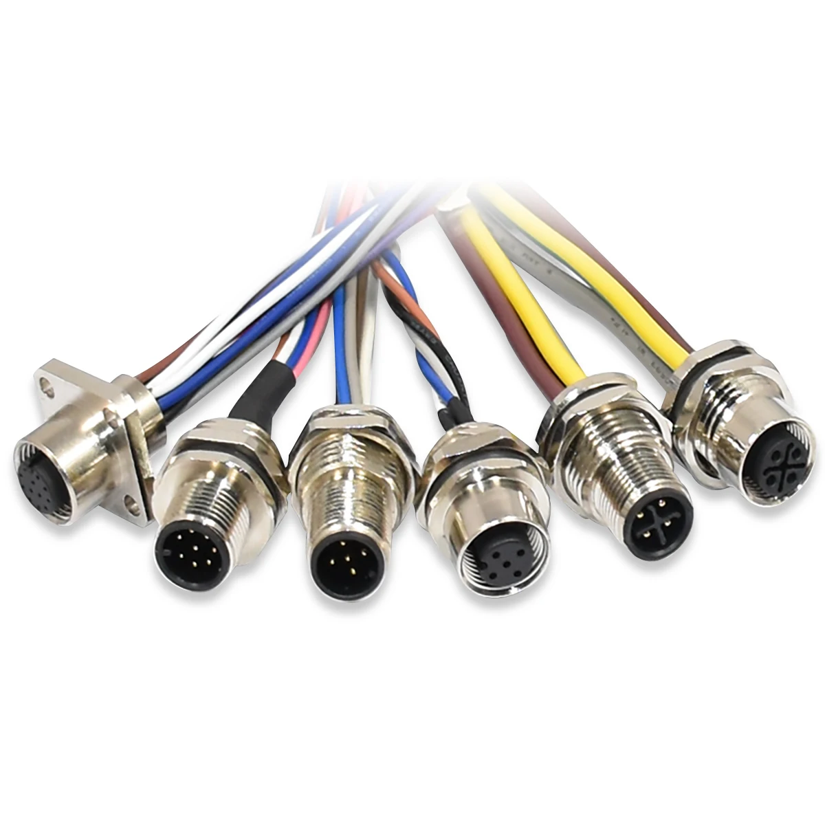  M12 male real panel mount соединительный кабель питания с кодированием pigtail