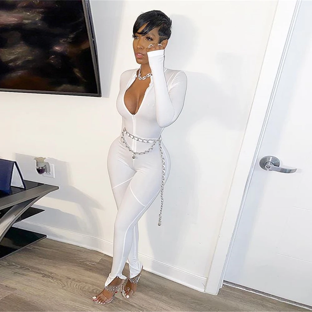 
8419 Lucky Label Jumpsuit 2020 cotton striped women jumpsuits and rompers with beltRompers Womens Jumpsuit Zipper V Neck 