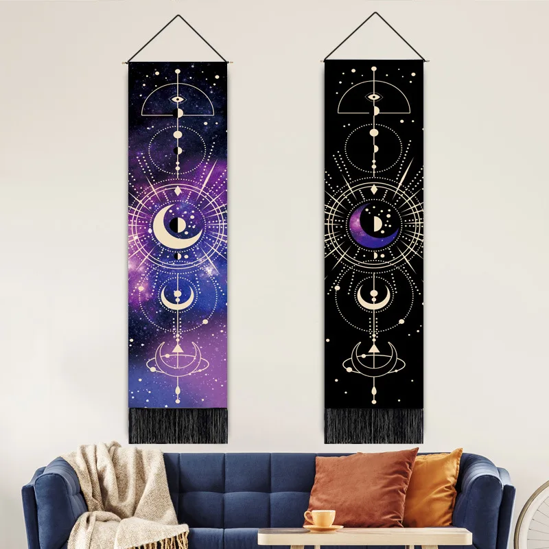 Bohemian Custom Printing Home Decorative Macrame Moon Phase Wall Art Tapestry Hanger
