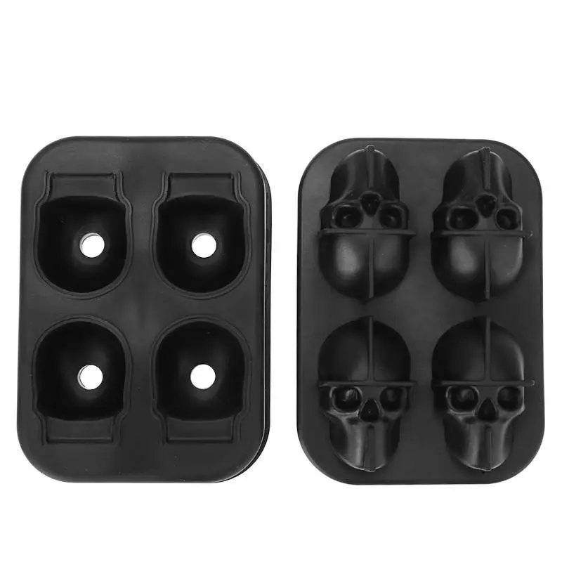 Halloween 4 Cavity Creative DIY Ice Cube Maker Mould Easy Release Ice Cube Tray Silicone Ice Molds With Funnel