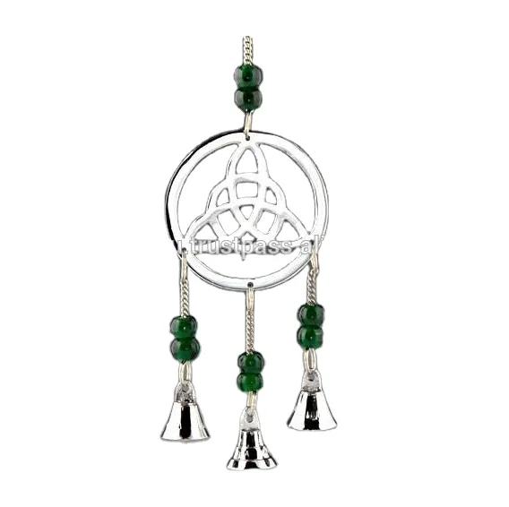Brass bell wind chime with beads in white finish Pentagram Wind Chine Bell For Home Decoration