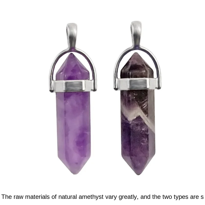 Natural Crystal Stone Hexagonal Prism Pendant Rhombus Cut Bullet Pendant for Making Necklace Jewelry