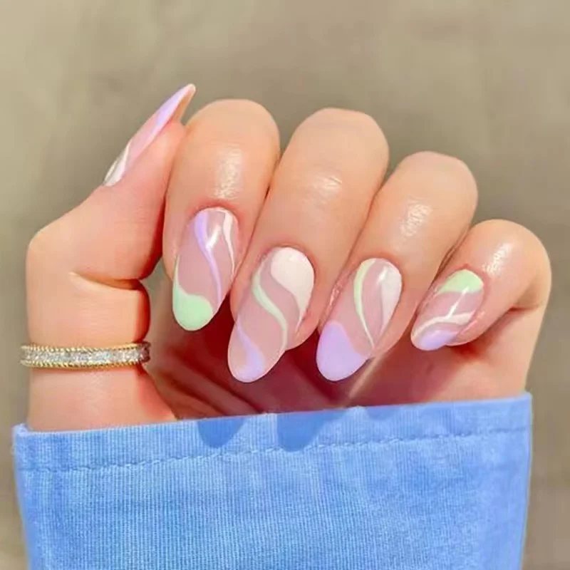 QY Press on Nail Glue Professional Nails Short Almond Press on Nails