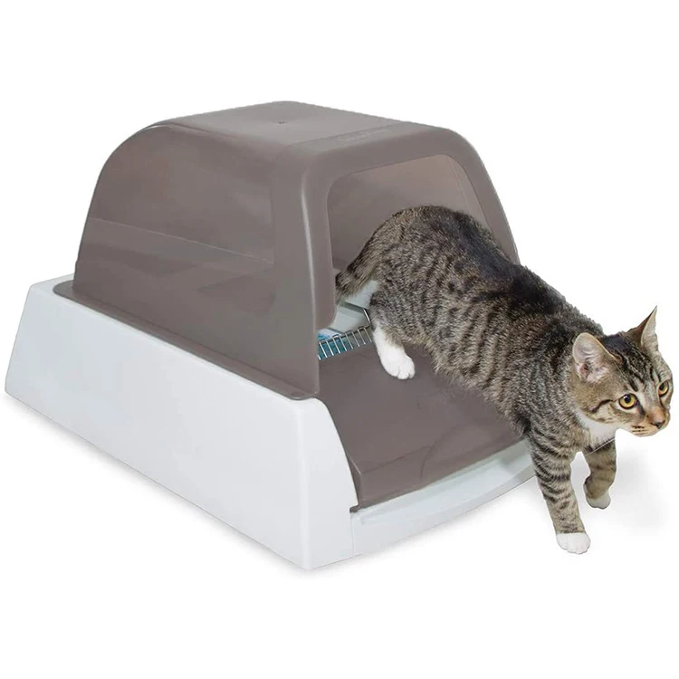 
2020Top-Entry - Purple Or Taupe - Covered 2Nd Generation Self Cleaning Hooded Cat Litter Box 