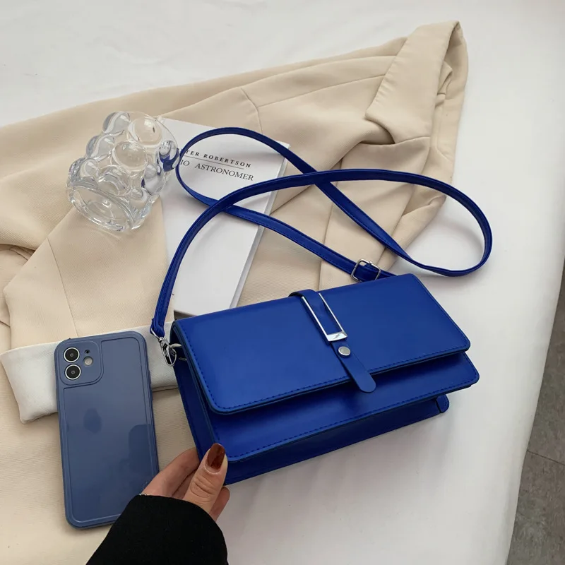 Square royal blue woman s crossbody bag