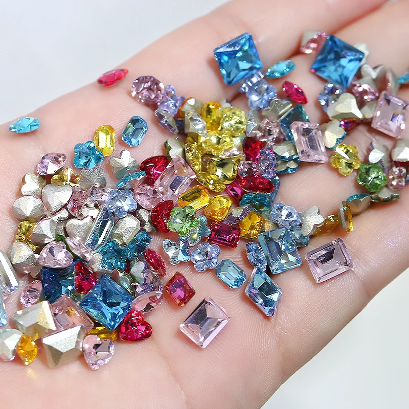 New Arrival Mixed Design Rhinestone Nail Art Random Mixed Shape 4-8mm 3d Nail Diamond Nail Jewelry
