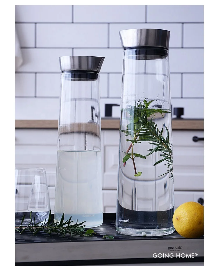 1500 мл Pyrex боросиликатного стекла кувшин для воды/графин/чайник с крышкой из нержавеющей стали сока