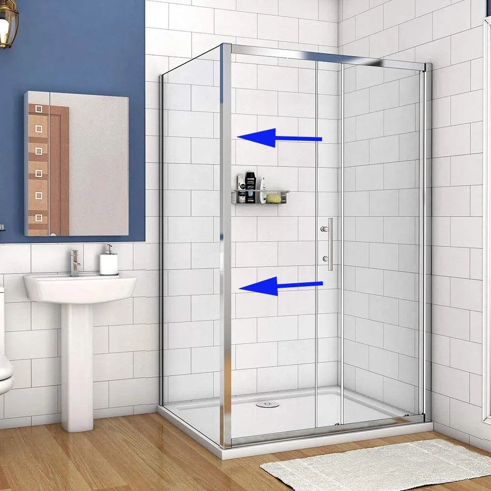 1200x800mm Sliding Shower Enclosure 6mm Safety Glass Reversible Bathroom Cubicle Screen Door with Side Panel