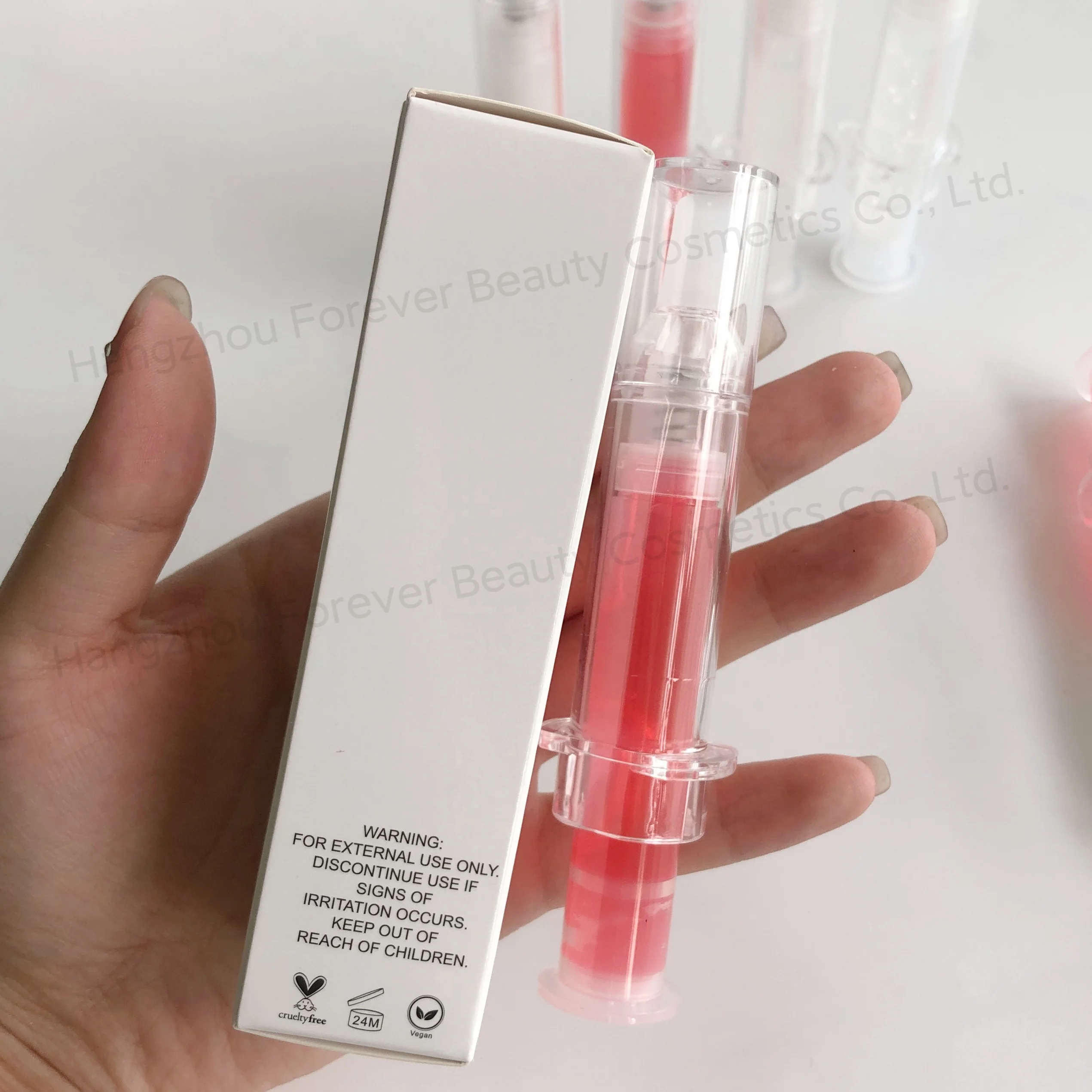 Tantalizing Sexy Lip Spicy Fruit Hyaluronic Acid Syringe Lip Plumper Gloss Private Label