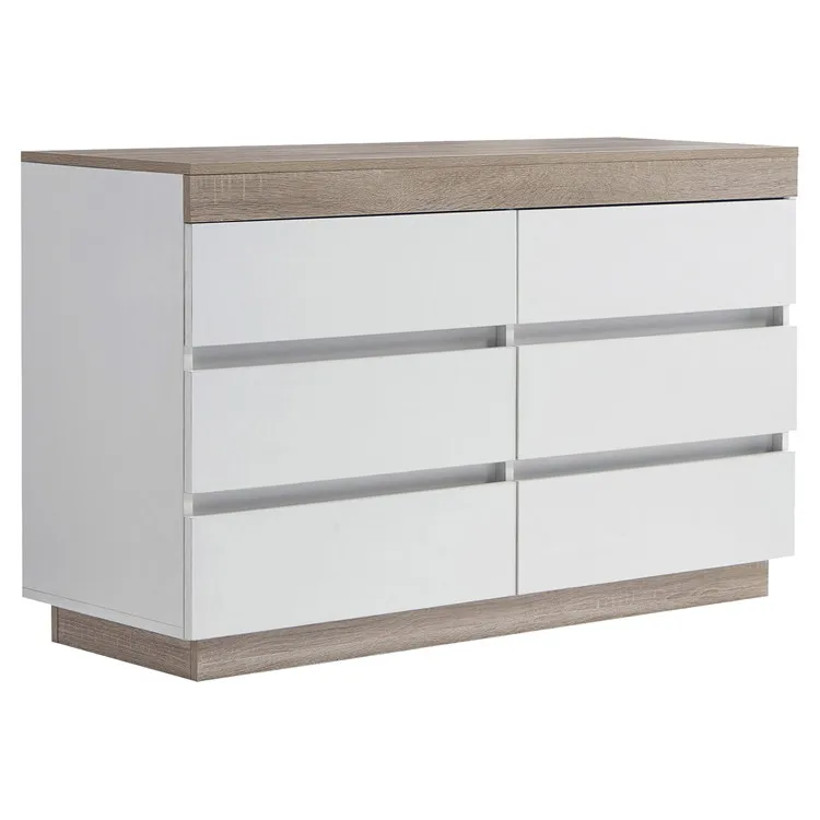 Estilo Europeu Luxury White Modern Design Multi Live Room Wood Entrance Cabinet Furniture 6-drawer Double Chest