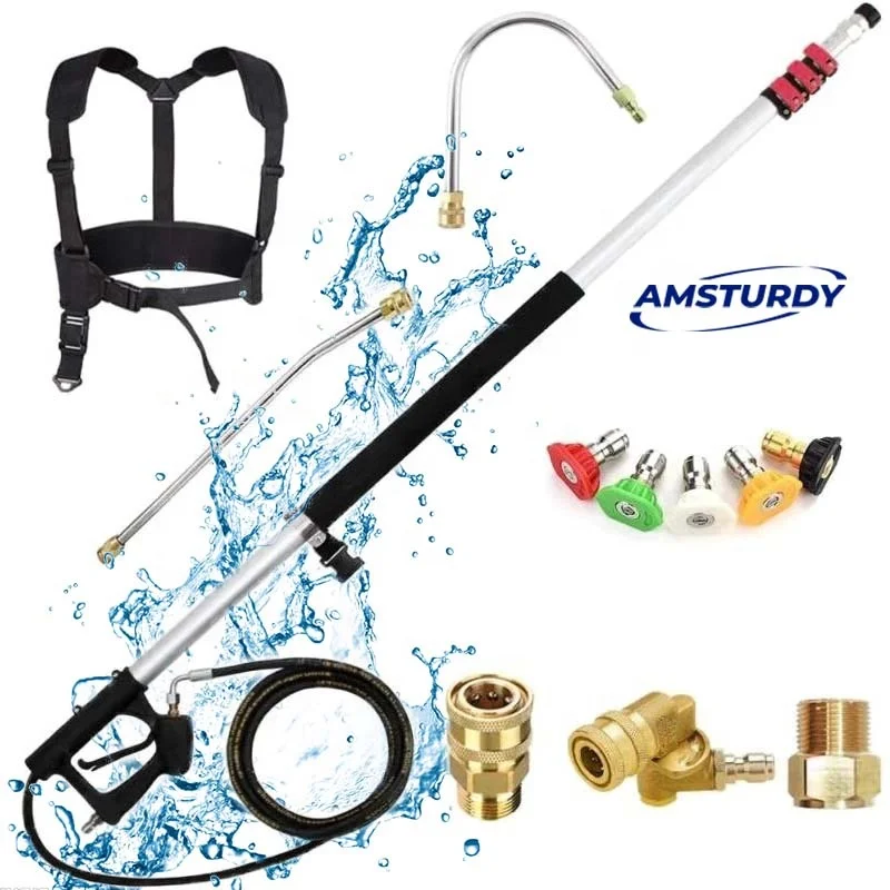 Amsturdy TW18 Gutter Cleaning Telescopic Pole Composite Telescopic Spray Wand Roof Power Wash Telescopic Lance Spray Carbon 6.5