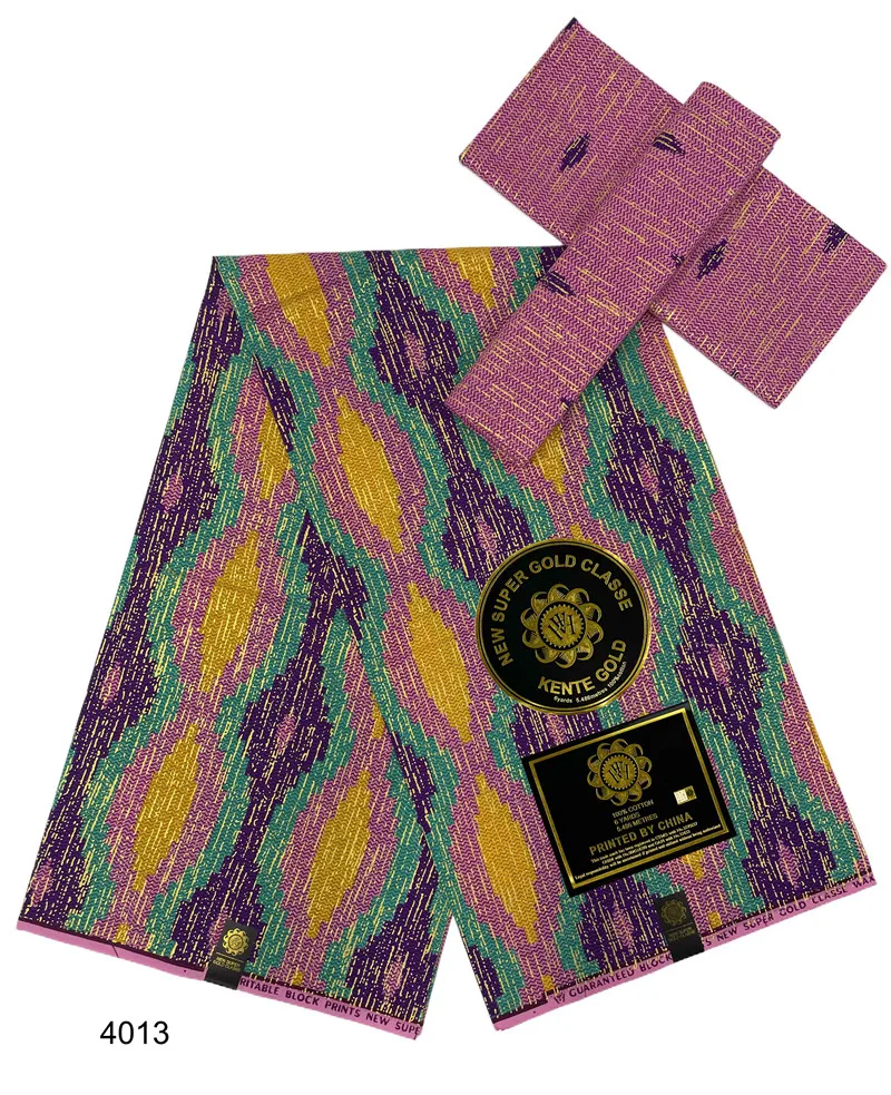 Wholesale printing golden kente ankara cotton printed fabric for clothing gold wax print african fabric