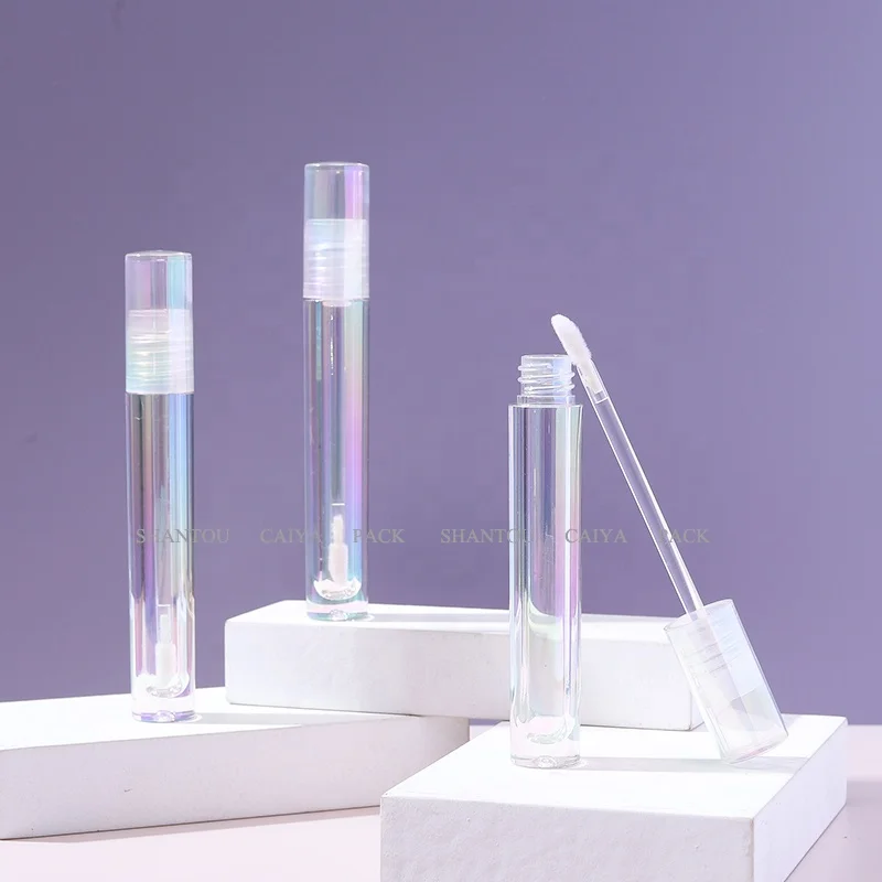 CAIYA wholesale OEM 3ml new unique round cylinder empty full transparent clear lip gloss tubes lip balm tint bottle packaging