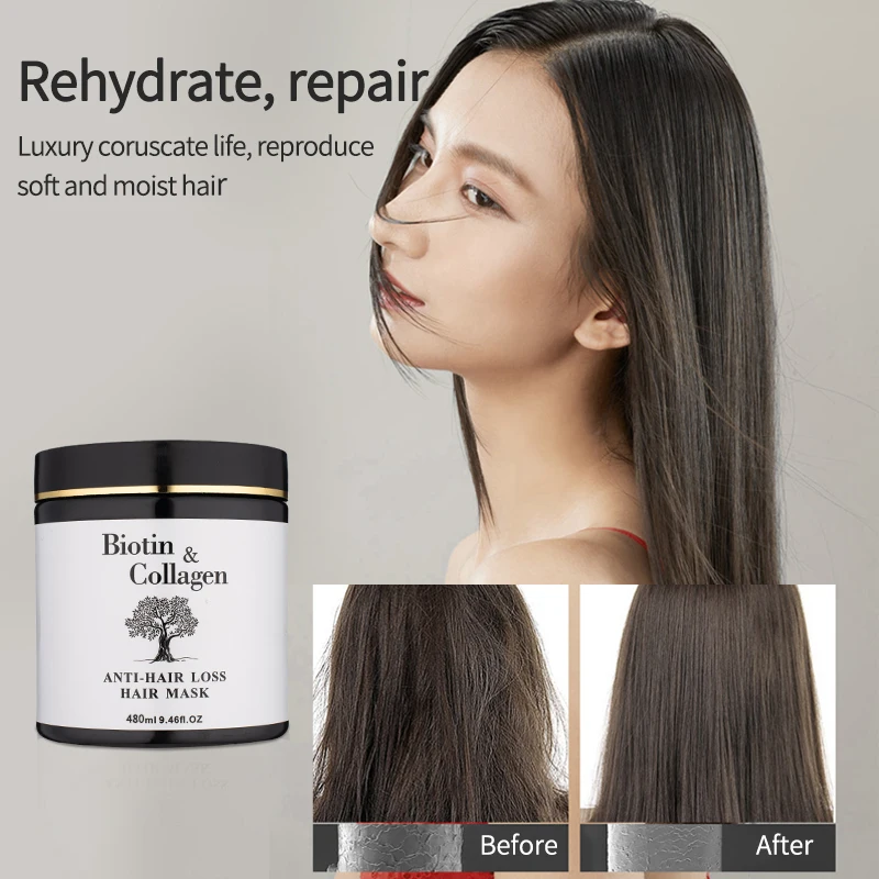 OEM private label professional deep repair hair mask with biotin and collagen small quantity for Amazon private brand