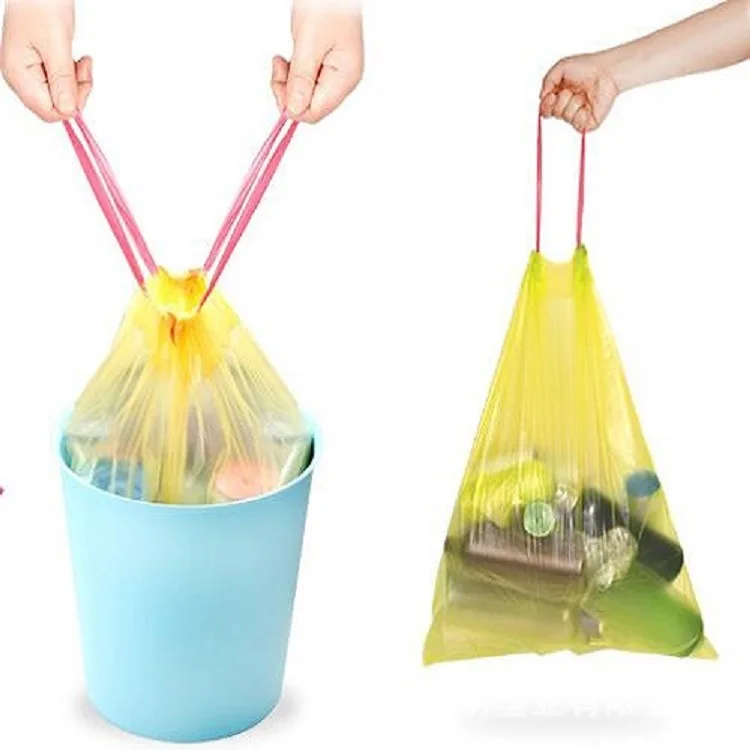 Drawstring Trash Bags Portable Automatic Closing Household Disposable Kitchen Plastic Garbage Bag Perfect for Office Use