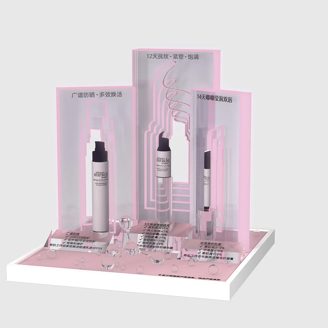 Customized makeup display stands countertop cosmetic product lipstick eyelash display stand