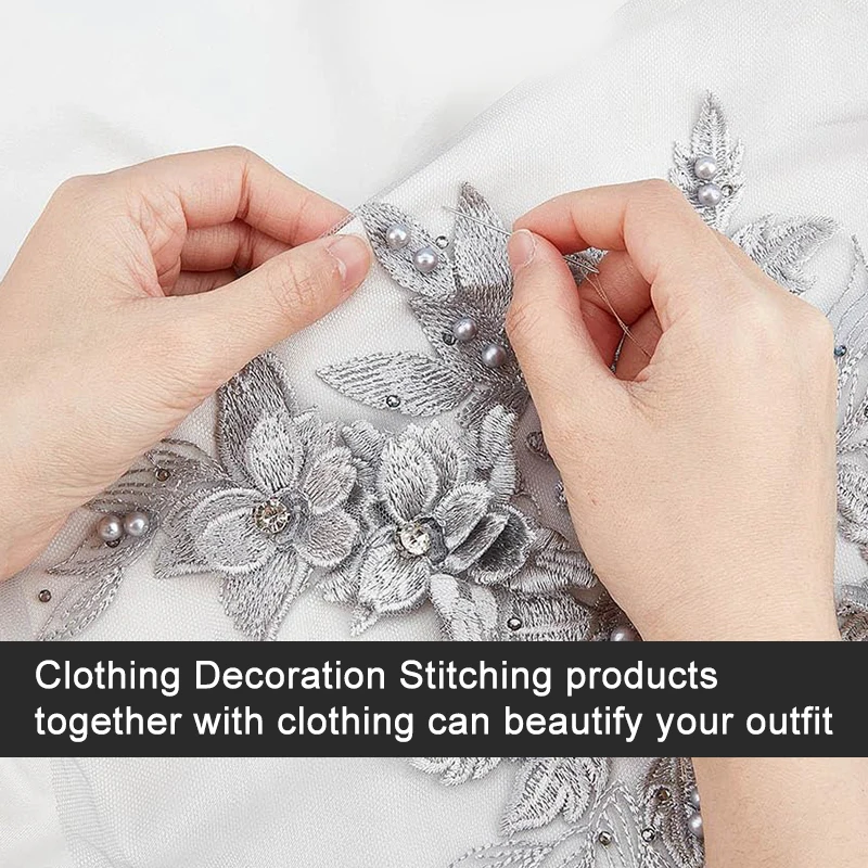 Factory Custom Lace Stickers Decals Handmade 3d Flower Bridal Rhinestone Bodice Applique Sew On Patches