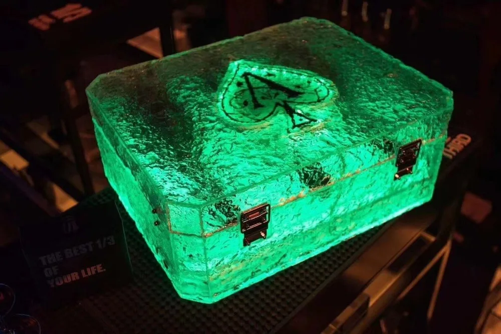 Портативный витринный кейс Ice Rock презентатор персонализированный Прозрачный Акриловый Витринный бокс Светодиодный светящийся держатель для бутылки