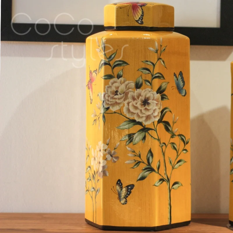 
Cocostyles bespoke luxury decorative tropical plant ceramic jar with crystal lid for country style home decor Valentines 