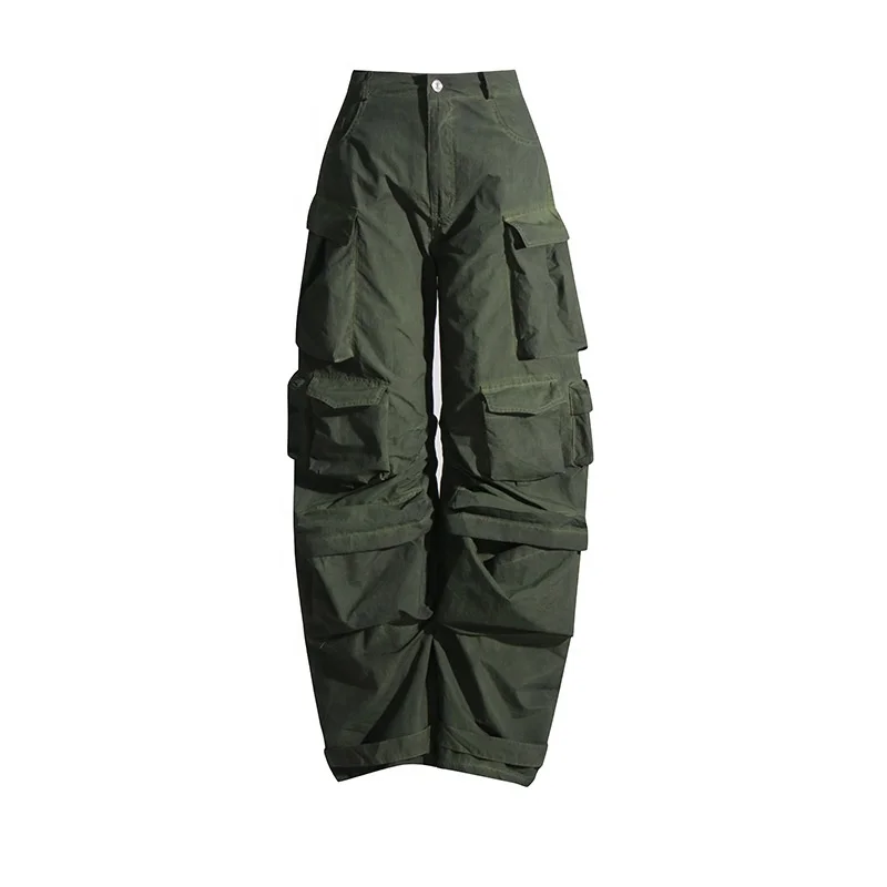 Bettergirl  New Hot Girl Style 6 Pocket Pants Design Vintage Wide Leg Trousers Cargo Jeans Women