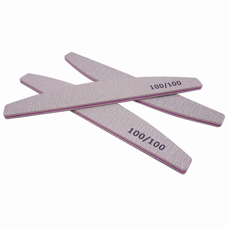 Hot Sale Wholesale Professional Manicure Tools High Quality Emery Board Half Moon Rectangle Nail File Zebra Grey 80 100 180