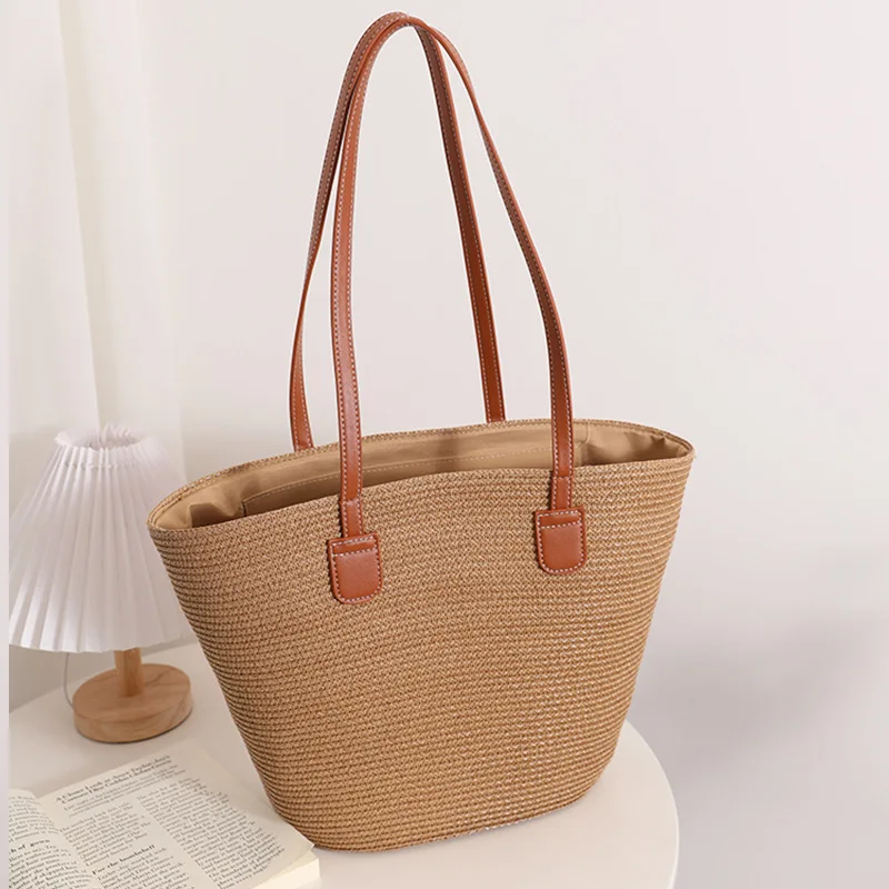 Summer Beach Rattan Woven Large Size Straw Tote Hand Woven Bags Women Luxury Embroidery Moroccan Straw Beach Bag